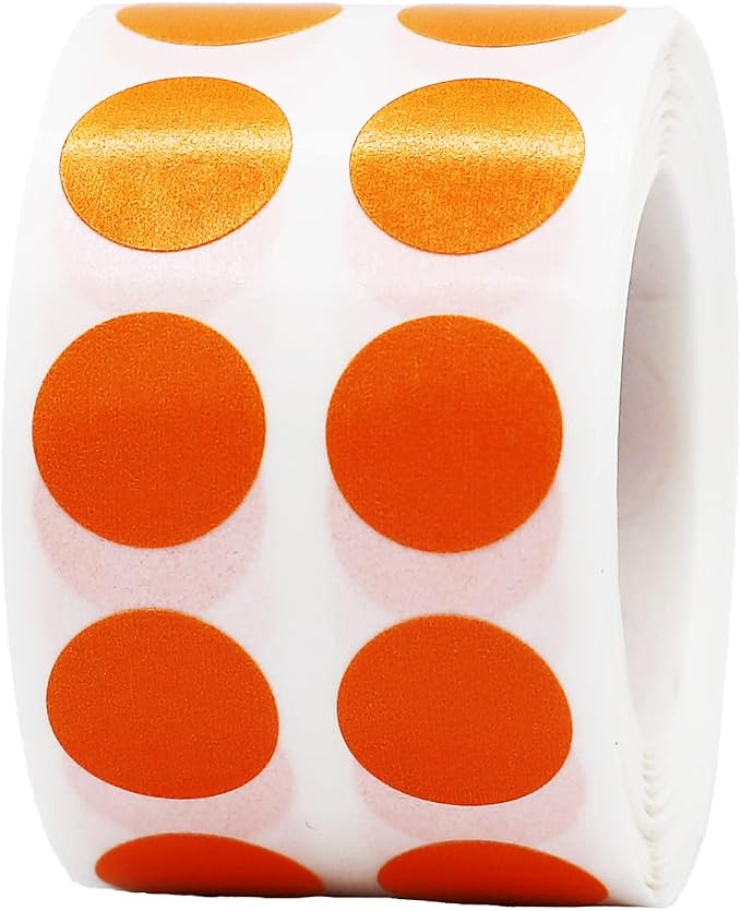 Orange 1/2" Inch Round Adhesive Labels 1,000 Color Coding Dot Stickers for Efficient Inventory Management, Crafting Projects, and Organizational Tasks in Offices, Schools, and Homes
