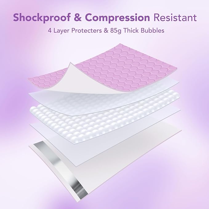 Metronic Bubble Mailers 6x10 Inch 100 Pack Cute Bubble Mailer Usable Size 6x9" Waterproof Padded Envelopes Opaque Padded Envelopes Thick Packaging for Jewelry, Makeup Lavender