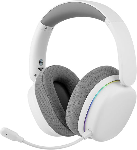 EPOMAKER X Aula G7 Pro Wireless Gaming Headset, Dual Mode BT5.3 & 2.4GHz, 7.1 Surround Sound, 80+ Hour Battery, RGB Light, with Noise Canceling Mic for PS5, PS4, Switch, PC (White)