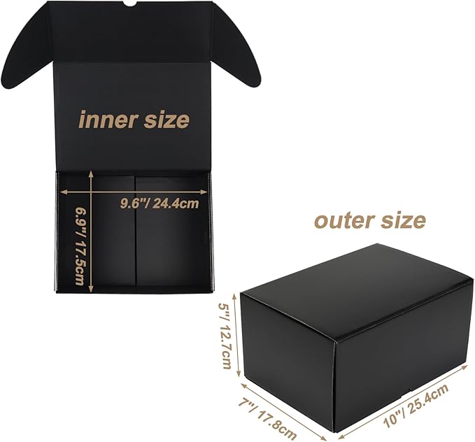 ZBEIVAN 10x7x5 Black Shipping Boxes Set of 20 Corrugated Cardboard Mailer Boxes for Packaging Small Business Mailing Gifts