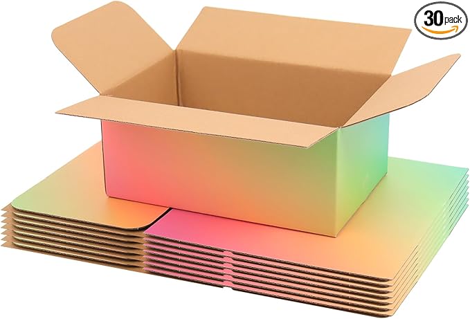 9x6x4 Shipping Boxes Medium Set of 30, Gradient Corrugated Cardboard Box, Mailing Boxes for Packaging Small Business