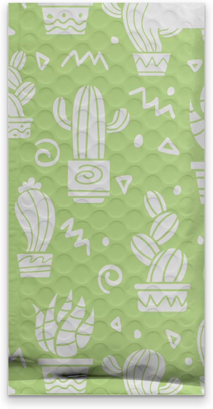 4x8 (20pcs) Green Cactus Designer Self Seal Poly Bubble Mailers Shipping Envelopes Padded Bags