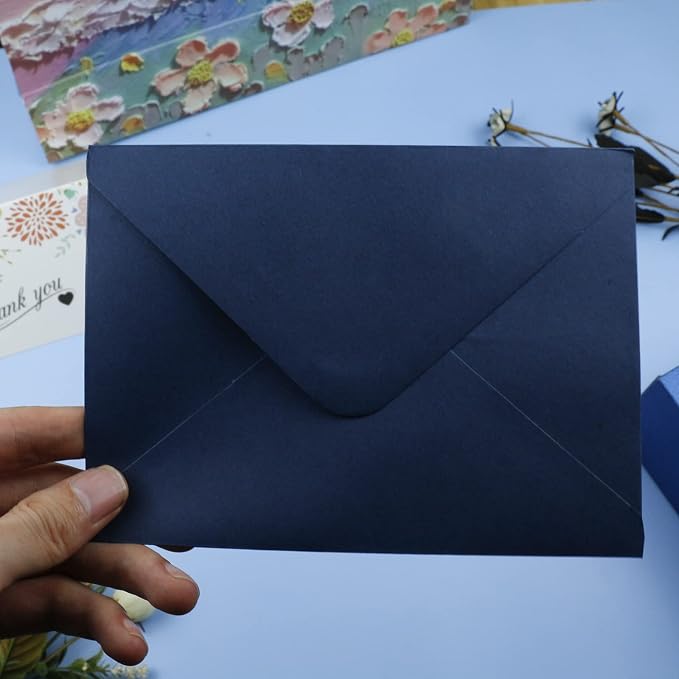 100 Pack 4x6 Navy Blue A6 Envelopes for Invitations, Postcards, Photos - Used for Graduation, Wedding, Baby Shower