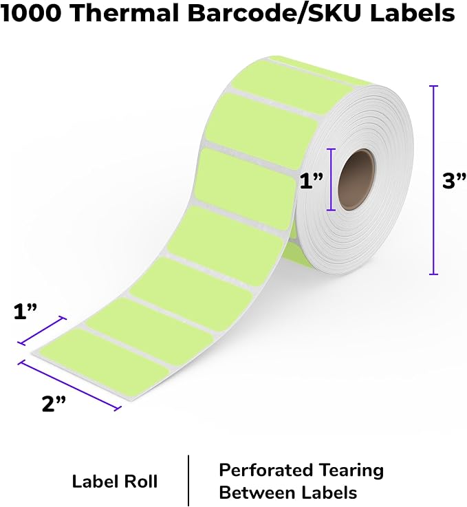 Rollo Direct Thermal 2x1 Sticker Labels - Roll of 1,000 Labels (Pink) | Multi-Purpose Thermal Labels for Shipping, Inventory, Tags, Organization, Strong Adhesive, Colored Stickers
