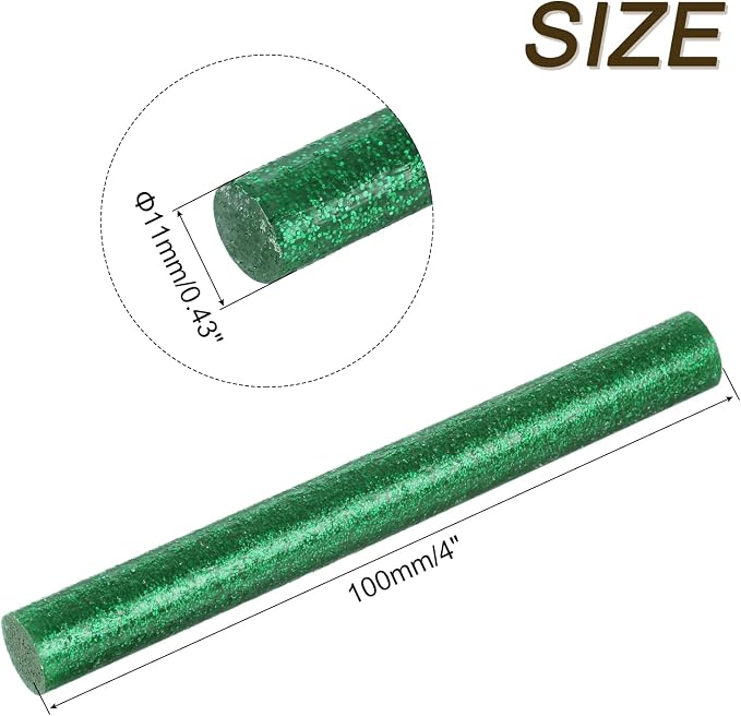 uxcell 30pcs Mini Hot Glue Gun Sticks 4-inch x 0.43-inch High Sticky Large Hot Glue Sticks for Glue Gun, Glitter Green