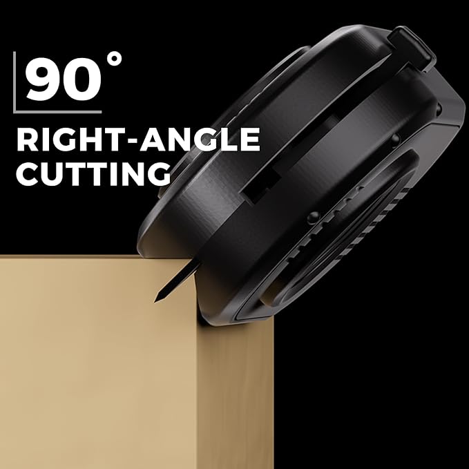 Mini Box Cutter Safety Package Opener with Right-Angle Blade Compact Box Opener Includes High Carbon Steel Spare Blades for Cardboard Boxes Mail Shipping Packages Black