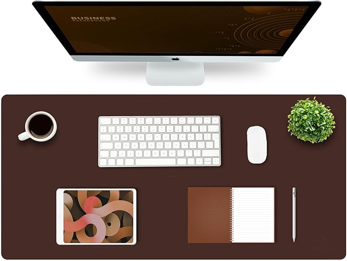 K KNODEL Extra Large Desk Mat, Leather Mouse Pad (35.4"x17", Dark Brown) | Desk Pad, Keyboard Pad, Computer and Laptop Mat, Desktop Protector and Cover, Writing Pad and Blotter for Home Office