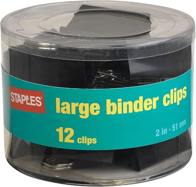 Staples Binder Clips, Large Size, 2" Width, 1" Capacity, Black, 288 Pack – Heavy‑Duty Clips for Thick Documents & Files