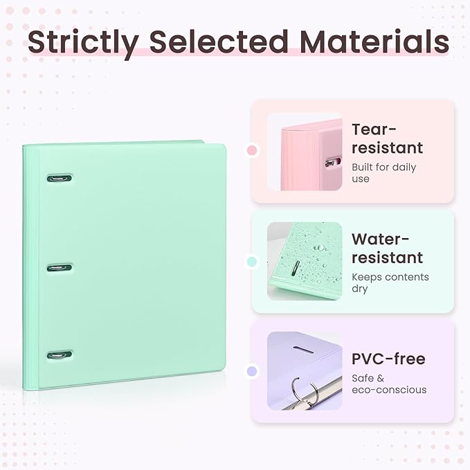 Sooez 4 Pack Telescoping 3 Ring Binder 1 Inch, Expandable Three Ring Binder | Slim, Clear View Cover with Inner Pocket, Holds 8.5x11 Paper, Space Saving for School & Office, Assorted Pastels