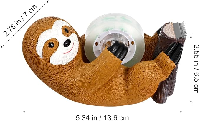 Angoily Animal Tape Dispenser Resin Sloth Staue Washi Tape Cutter Office Tape Holder for Home Office Supplies