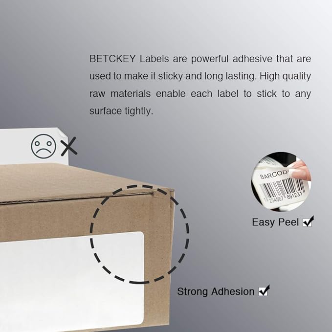 BETCKEY - 3" x 3" (76 mm x 76 mm) Multipurpose & Large Square Labels Compatible with Zebra & Rollo Label Printer,Premium Adhesive & Perforated [1 Rolls, 500 Labels]