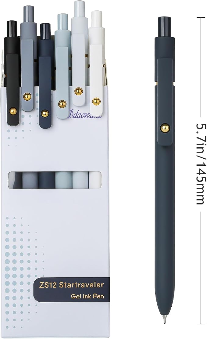 Ddaowanx Gel Pens,6 Pcs 0.7mm Retractable Quick Dry Black Ink Pens | Fine Point Smooth Writing Pens for Teachers,Cute Stationery Office&School Supplies,Stocking Stuffers,Gifts for Women Man