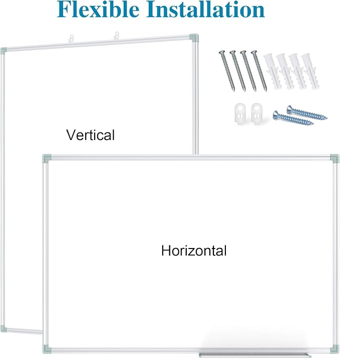 Lockways White Board Dry Erase 36 x 24 Inch, Magnetic Whiteboard 3 x 2 | Silver Aluminium Frame for School Office and Home