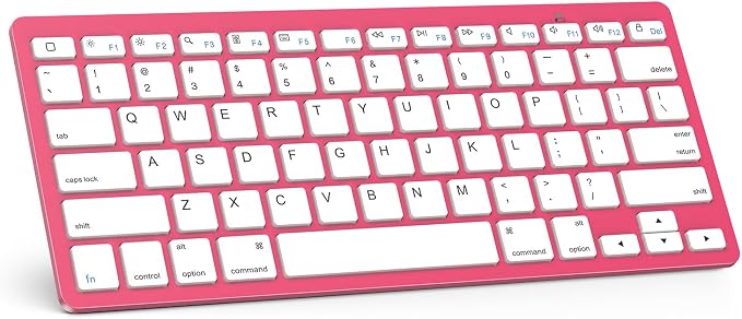 OMOTON Ultra-Slim Bluetooth Keyboard for iPad,iPad Pro/Air/Mini,iPhone | Stable Wireless iOS Keyboard with 12 Multimedia Keys, Portable Size for Office, Business, Travel, School, Red