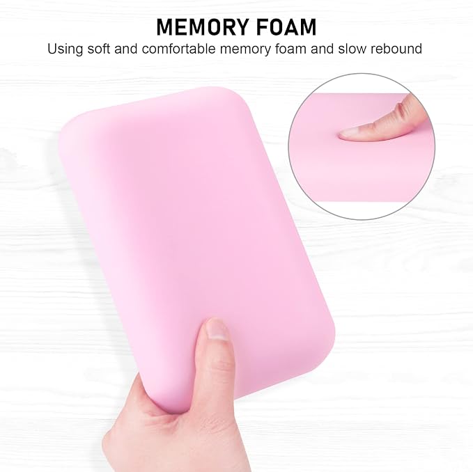 Leolee Elbow Rest Pads for Desk, Gel Ergonomic Wrist Rest Arm Rest Pads | Upgraded, Memory Foam, Non-Slip Base, Cushion Support Relieve Elbow and Wrist Pain for Computer, Office, 2 Packs, Pink