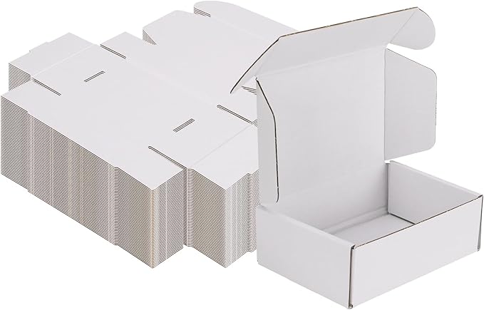 MEBRUDY 6x4x2 Inches Shipping Boxes Pack of 50, Small Corrugated Cardboard Box for Mailing Mailer Packing, All White
