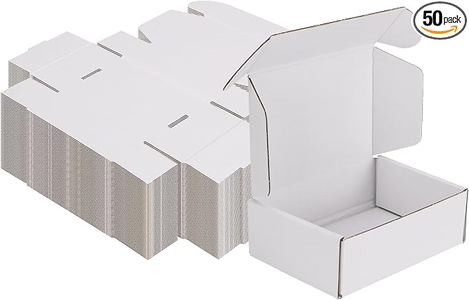 MEBRUDY 6x4x2 Inches Shipping Boxes Pack of 50, Small Corrugated Cardboard Box for Mailing Mailer Packing, All White