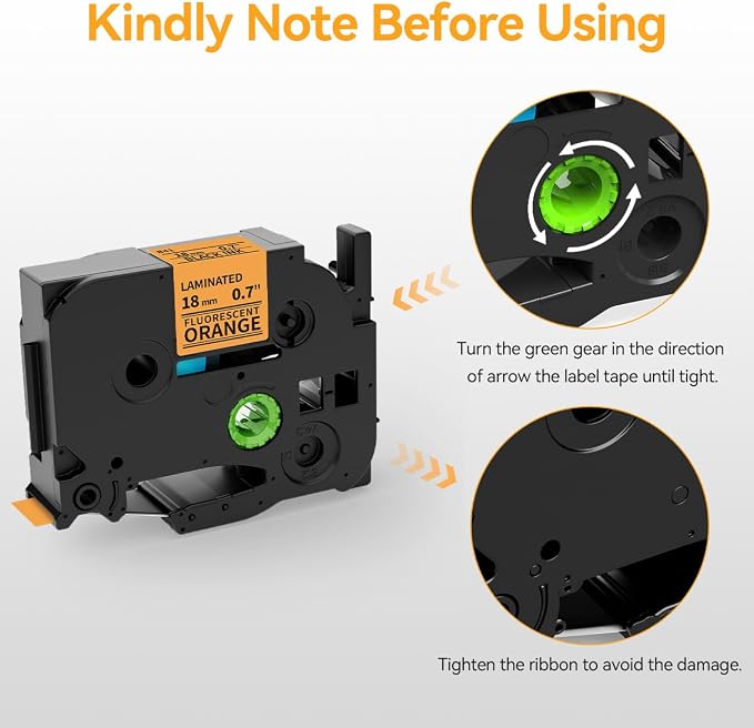 18mm Label Tape Orange Replace for Brother Ptouch TZe-B41 3/4" (0.7") | TZe TZ Tape Laminated 18mm Compatible with Brother P Touch PTD400 PTD410 PTD600 PT2730, TZeB41 Black on Fluorescent Orange