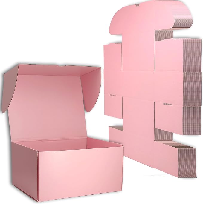 12x6x6 Shipping Boxes Pink Mailer Corrugated Cardboard Box Set of 15 | for Packaging, Literature, Packing, Mailing, Storage, Small Business, Moving, Gift, Supplies, Quick Fold, Tab Locking
