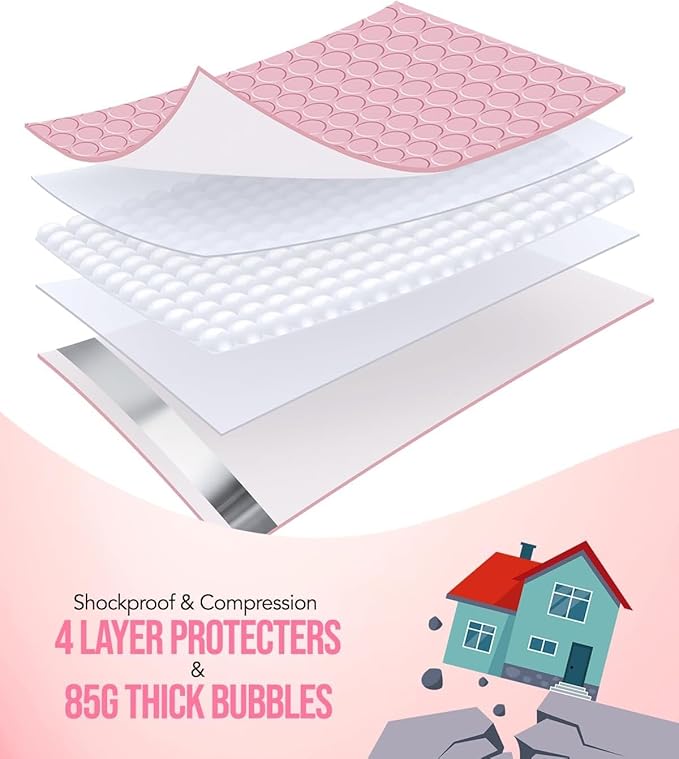GSSUSA Light Pink Bubble Mailers 6X10 Inches 500 Pack, Padded Poly Bubble Mailer, Small Padded Envelopes Strong Adhesion Bubble Envelopes,Self-Seal Mailing Envelopes for Small Business