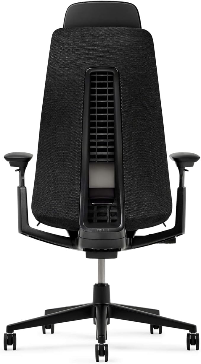 Haworth Fern Executive Office Chair with Lumbar Support, Adjustable Desk Computer Chair with Digital Knit Finish and Adjustable Headrest for Home Office Furniture, Charcoal Black