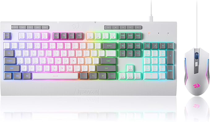 Redragon S151 Gaming Keyboard & Mouse Combo, 104 Keys K525 Wired RGB Membrane Keyboard and 10000 DPI Wired M616 Gaming Mouse Bundle