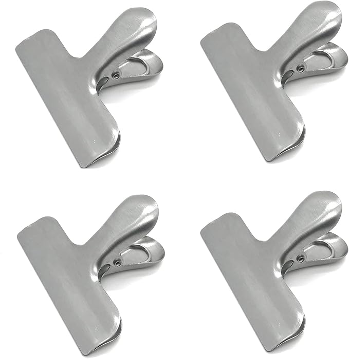 8 Pack Metal Chip Clips, 3 Inch Wide Stainless Steel Heavy Duty Food Bag Clips, Silver