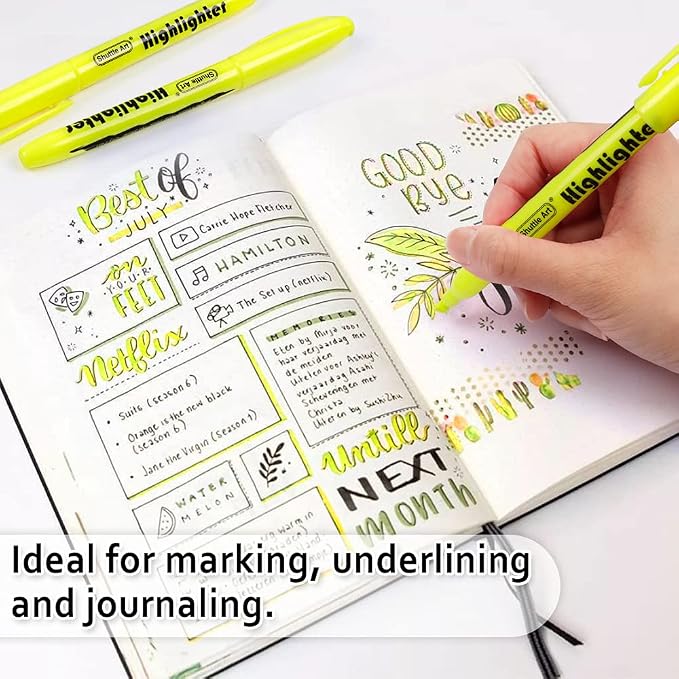Shuttle Art Yellow Highlighters, 30 Pack Highlighters Bright Colors, Chisel Tip Dry-Quickly Non-Toxic Highlighter markers for Adults Students Highlighting in Home School Office