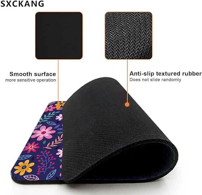 Daisy Floral Mouse Pad Cute, Purple Flowers Mousepad, Non-Slip Rubber Computer Mice Pad for Office Work Computer PC, Mouse Mat, Christmas, Halloween, and Thanksgiving Gifts, 9.5 X 7.9 Inch