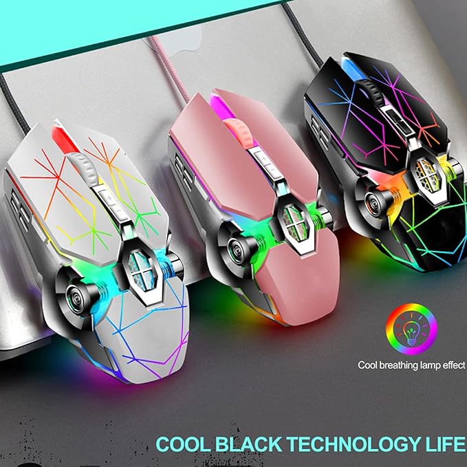 Mechanical Gaming Keyboard and Mouse Combo, 87 Key Retro Punk Typewriter-Style,Blue Switch RGB Rainbow Backlit Keyboard,Cool Breathing Light Lightweight Gaming Mouse for Game and Office,White