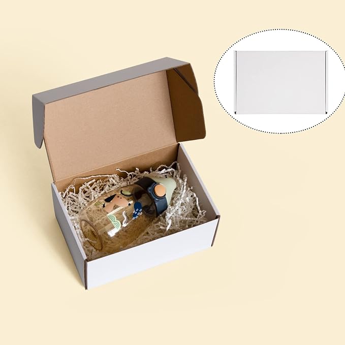 9x6x4 Inches Shipping Boxes Pack of 25, White Corrugated Cardboard Boxes for Small Bussiness