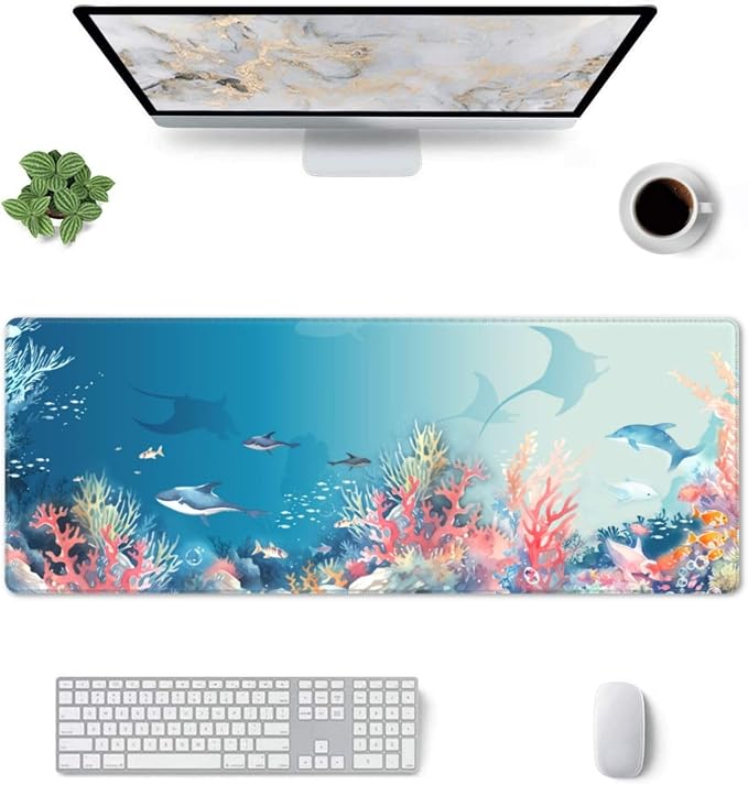 Underwater World Mouse Pad XL Large Mousepad Non Slip Rubber Base Desk Mat for Laptop Computer Gaming 31.5" X 12"