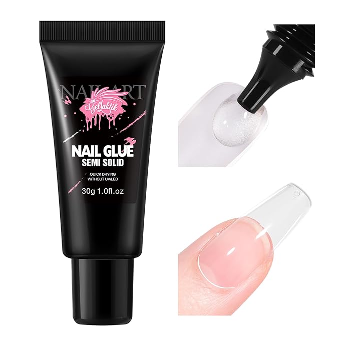 30ML Strong Nail Glue for Press On Nail Tips, Glue Gel for False Nails Fake Acrylic Nail, Upgraded Quick Drying, No Lamp Needed, Long Lasting