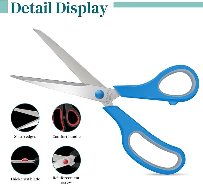 24 PACK Sewing Craft Scissors Bulk,8" Multipurpose Heavy Duty Sharp Paper Scissors,Stainless Steel Shears for Home Office School Supplies