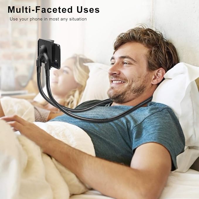 Cell Phone Holder, Universal Mobile Phone Stand, Lazy Bracket, DIY Flexible Mount Stand with Multiple Function (Black)