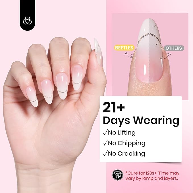 Beetles HEMA-Free Hard Gel-Dewy Breeze 1 oz 9 in 1 Nail Extension,Sculpting,Building Apex & Nail Repair for Pros,Clear Builder Nails Gel,High Hardness, UV & LED Lamp Needed