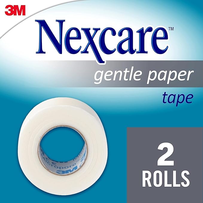 Nexcare Gentle Paper Tape, Medical Paper Tape, Secures Dressings and Lifts Away Gently, 1 in x 10 Yards, 6-Pack (12 Rolls)