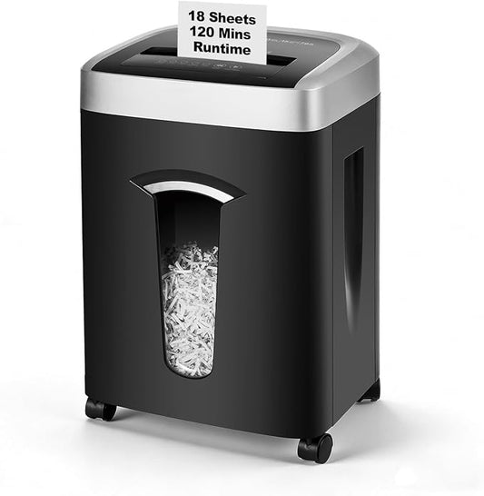 Wingwise 18 Sheets Paper Shredder Heavy Duty for Home Office | 120 Mins Runtime, P-4, 7.9 gal, Shreds CDs & Credit Cards