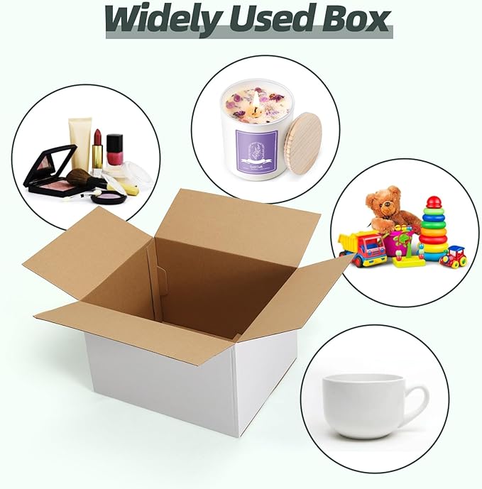 CRUGLA 12x10x8 Shipping Boxes 15 Pack, White Corrugated Cardboard Boxes with Side-Lock and Pre-Applied Double-Sided Tape, Easy Assemble Packing Mailer Boxes for Small Business Shipping