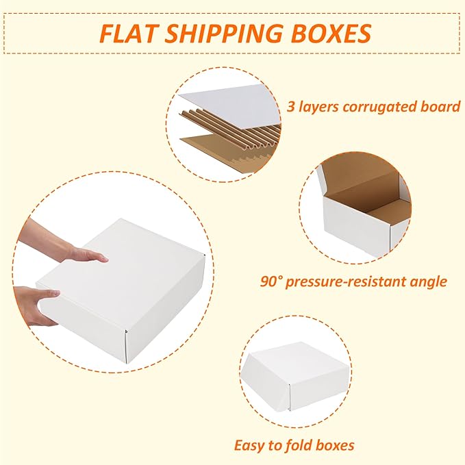 HORLIMER 12x10x4 inches Shipping Boxes Set of 15, White Corrugated Cardboard Box for Mailing, Packaging, Small Business