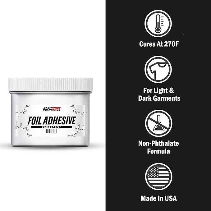 Rapid Cure® Screen Printing Ink Foil Adhesive (8 oz.) - Plastisol Ink for Screen Printing, Fast Curing Fabric Paint - Screen Print Direct®, USA Made