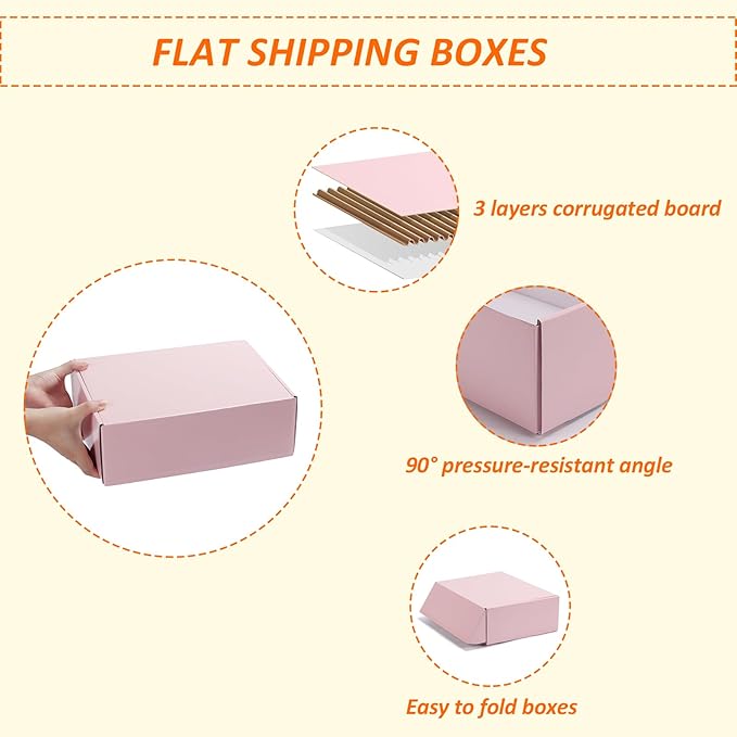 HORLIMER 12x9x4 inches Shipping Boxes Set of 20, Pink Medium Corrugated Cardboard Gift Mailer Box