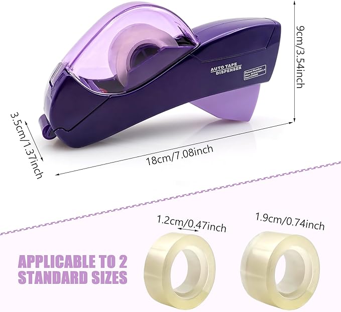 Automatic Tape Dispenser for Wrapping Gifts, Handheld Packaging Tape Dispenser Gun with Cutter, Dispensers for Adhesive Tapes-Purple