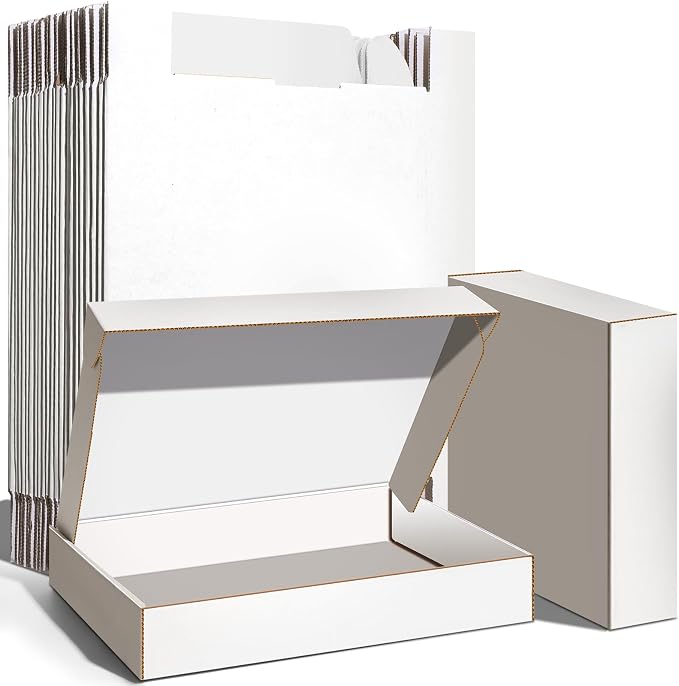 12x9x2 inches Shipping Boxes Set of 25, Corrugated Cardboard Boxes Literature Mailer Boxes Gift Boxes Small Boxes for Shipping Wrapping Mailing Packaging Small Business, White