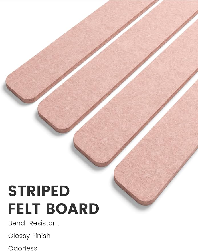 Fluxynara 13" x 2" Felt Wall Panels, Pink | 8-Pack Includes 50 Push Pins and Adhesive Tabs for Photos, Notes and Decor in Bedroom Doors, Home Office or Studios