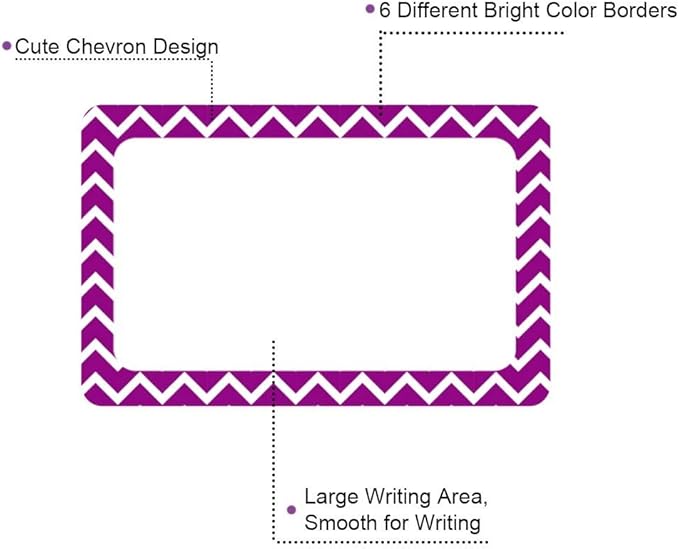 300 Cute Chevron Name Tag Stickers Colorful Border Name Labels for School, Office, Home Can Be Used on Clothes, Storage Boxes, Packages - Updated Stronger Stickiness