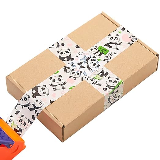 Designer Cute Packing Tape, Colorful Printing Shipping Tape, Carton Decorative Tape for Sealing Boxes, Panda - White, 1.77" x 110 yd