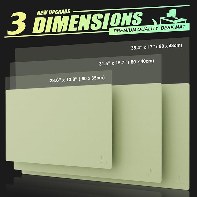 K KNODEL Office Desk Mat, Leather Mouse Pad (23.6"x13.8", Light Green) | Desk Pad, Keyboard Pad, Computer and Laptop Mat, Desktop Protector and Cover, Writing Pad and Blotter for Home Office