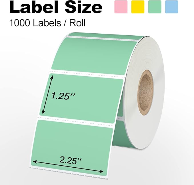 Misofuki 2.25x1.25 1000 Rectangular Red Direct Thermal Labels Roll Compatible with Zebra, Rollo, MUNBYN, Self-Adhesive Direct Thermal Labels