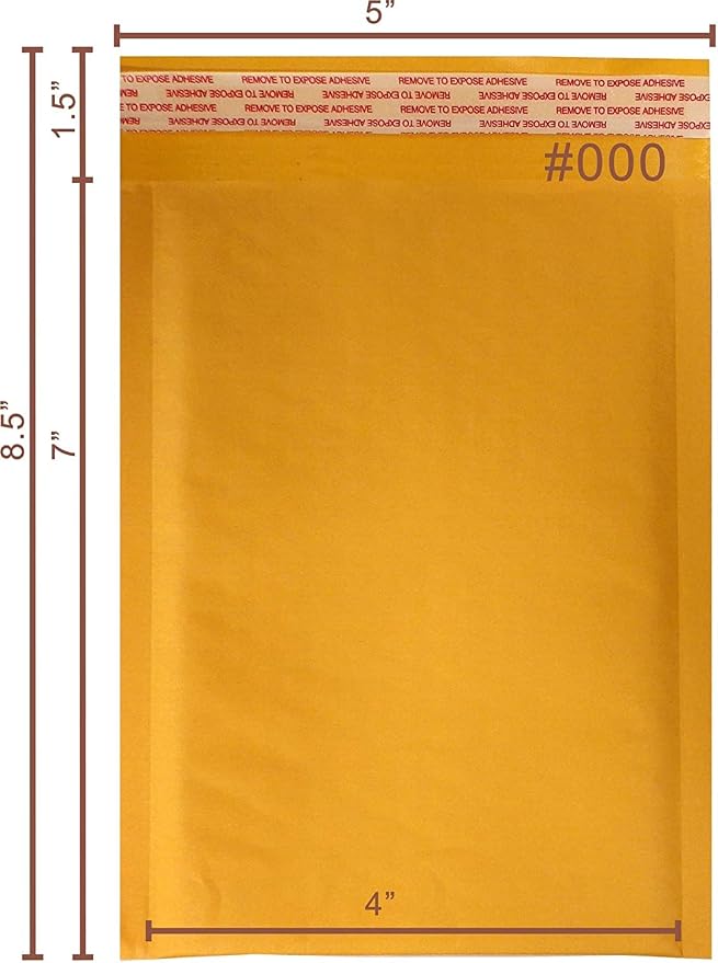 Yens Kraft Bubble Mailers 4x8 500 Pack Usable Space 4x7 | Self Seal Adhesive Shipping Bags, Cushioning Padded Envelopes for Shipping, Mailing, Packaging